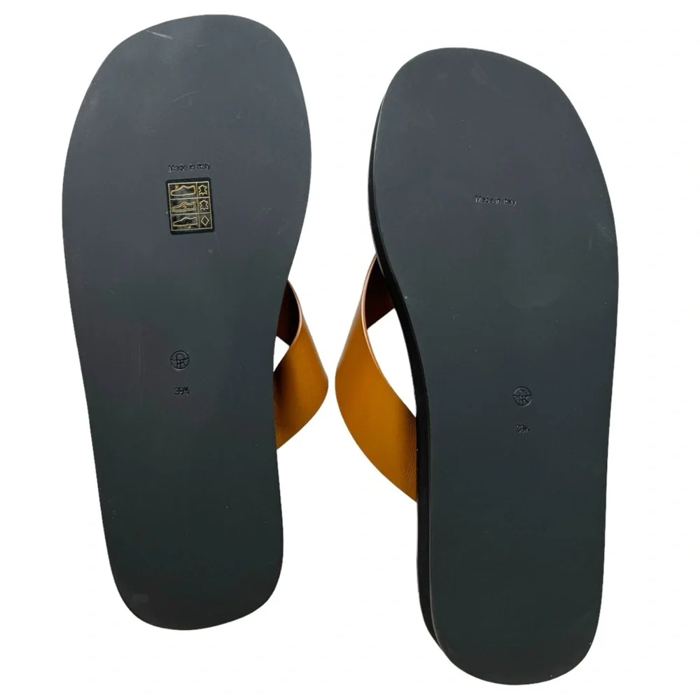 SOLD The Row Ginza Flip Flop Sandals Tan Leather - Picture 3 of 11